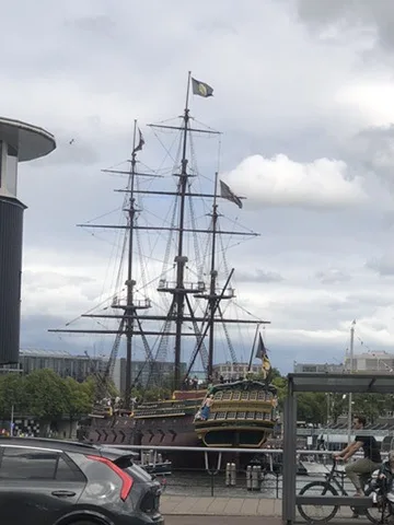 A historic sailing ship in Amsterdam